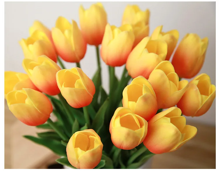 10 шт. высококачественные Имитационные мини Тюльпаны из искусственной кожи K15102