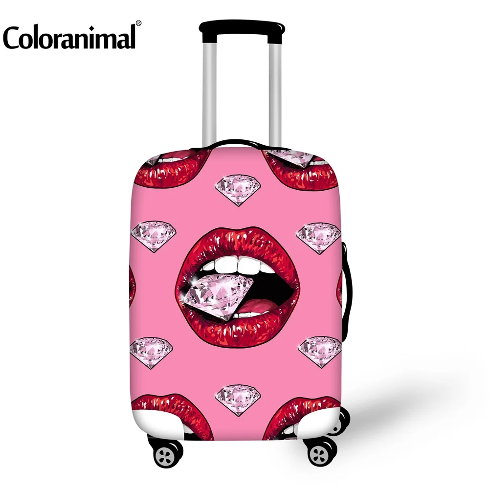 

Coloranimal, аксессуары для путешествий, с принтом в виде красных губ, костюм Чехол Эластичный чехол с сердечками ткань защитный Пылезащитный Чех...