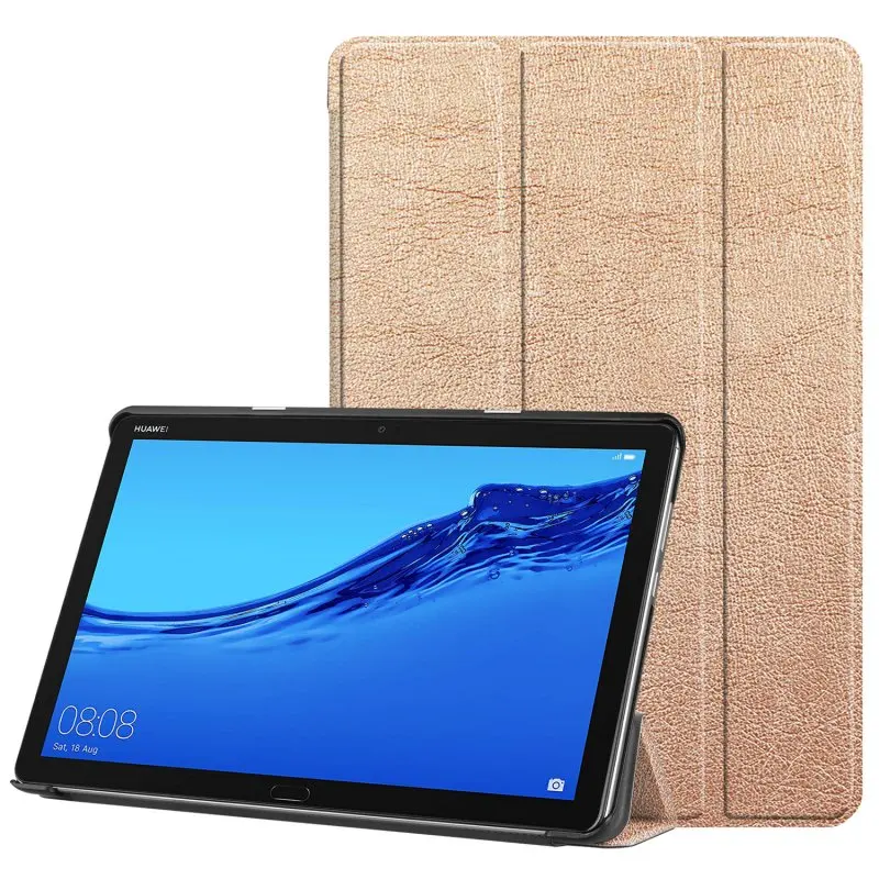 Gold Кожаный чехол с отделениями для умный сон чехол для huawei MediaPad M5 Lite 10 10," BAH2-W09 BAH2-L09 BAH2-W19 принципиально корпус под плетенную сумку - Цвет: Gold