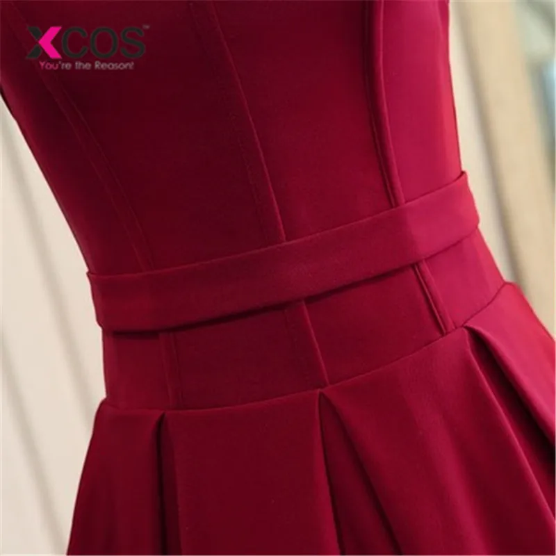 XCOS Free Shipping Burgundy Satin Long Bridesmaid Dresses 2018 New Fashion Wedding Party robe Formal dress | Свадьбы и торжества