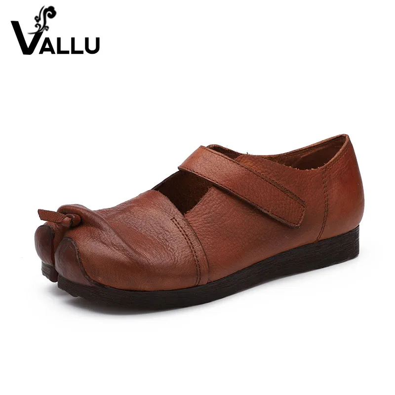 

VALLU 2019 Spring New Female Footwear Women Flats Genuine Leather Shoes Solid Color Ladies Soft Comfortable Loafers