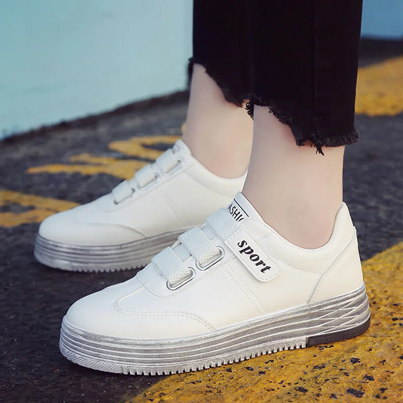 Весенняя женская Вулканизированная обувь на толстой подошве без шнуровки