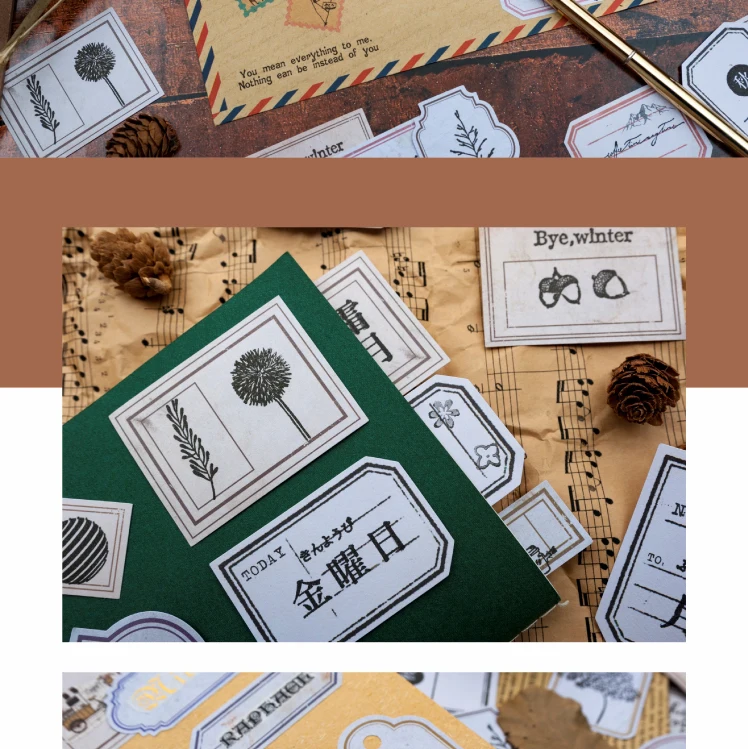 Retro Pragmatism Matchbox Boxed Sticker Pack Handbook Journal Diary Writable Decorative Paper Scrapbooking Diy Craft Stationery