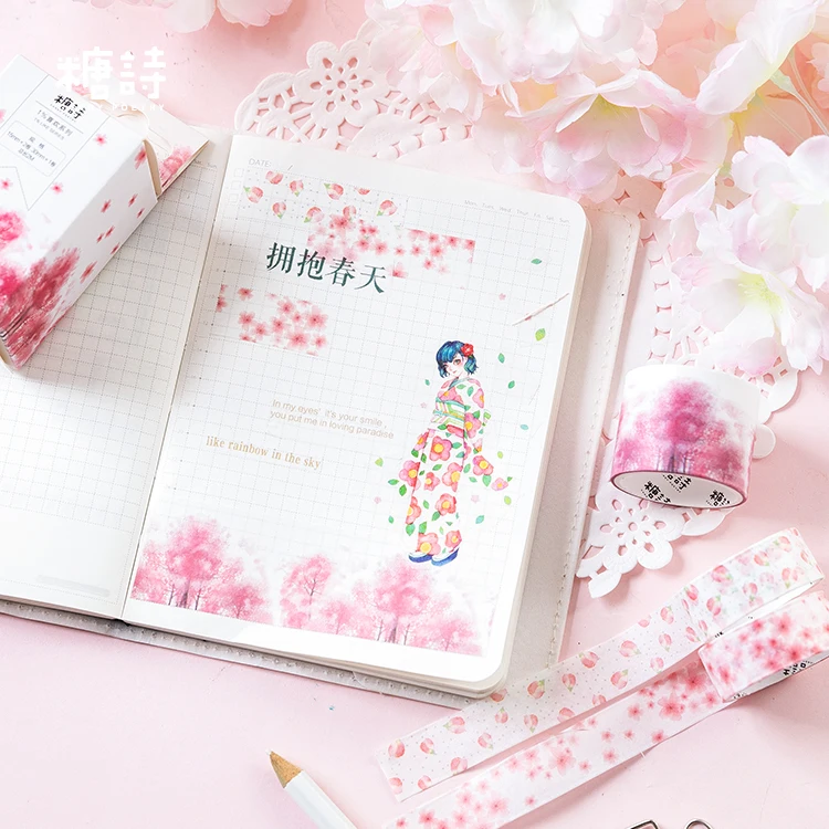 Сладкие цветы фрукты Сакура кактус пуля журнал набор декоративного скотча васи клейкая лента DIY Скрапбукинг наклейка этикетка ремесло маскирующая лента