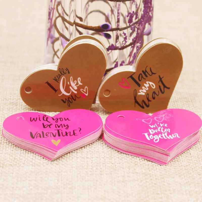 50 шт. в форме сердца розовая любовь печать золотой дизайн тег хит продаж ценник