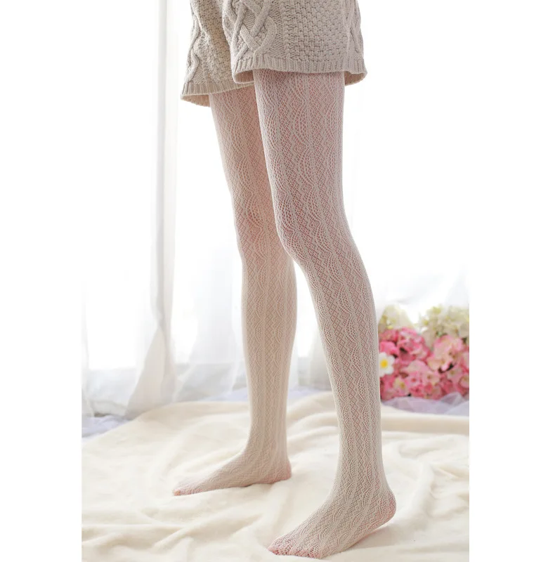 Милые кружевные колготки винтажные эластичные бархатные с вырезами сексуальные