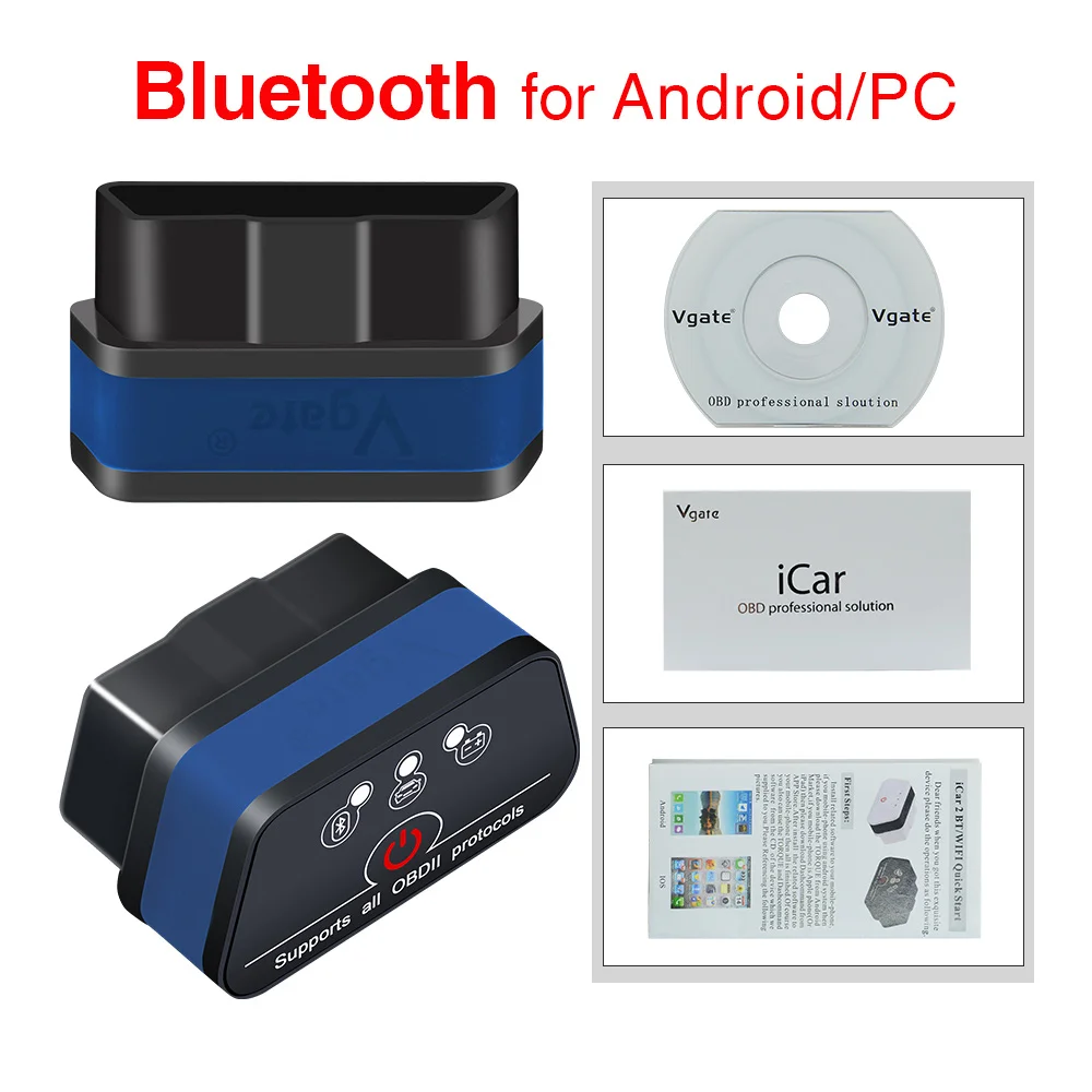 blutooth blue Vgate iCar2 ELM327 V2.1 OBD2 Bluetooth адаптер OBD2 сканер автомобильный код считыватель диагностический сканер инструмент универсальный ODB2 Elm 327 - Цвет: blutooth blue