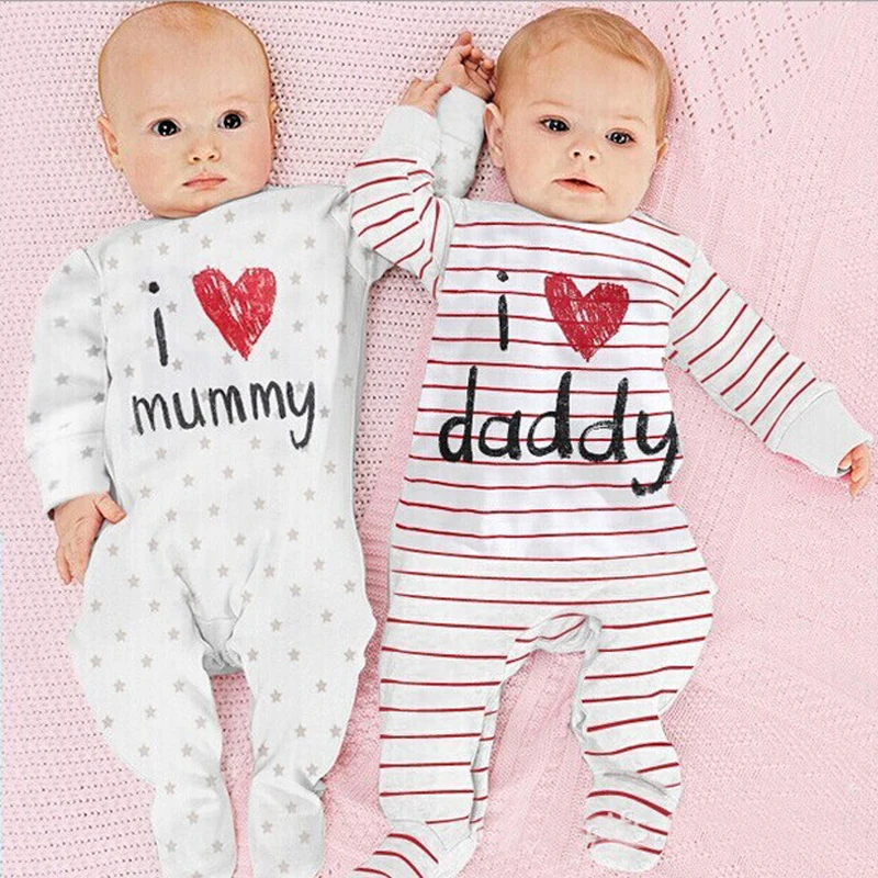 Одежда для маленьких мальчиков новинка комбинезон с цветочным принтом I Love Mum