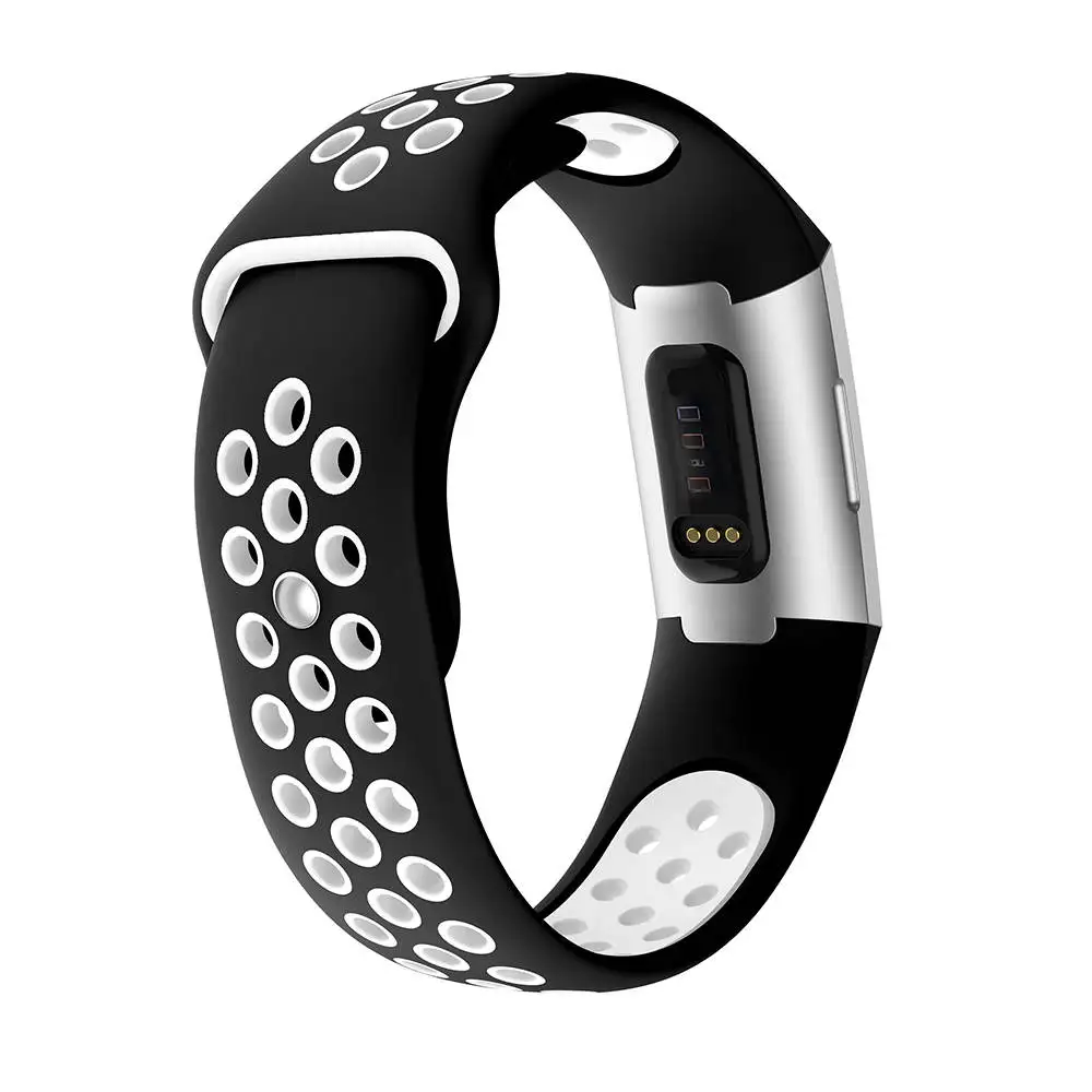 Black White Красочные спортивные силиконовые браслеты для Fitbit Charge 3, браслет на запястье, ремешок для часов, ремешок для Fitbit Charge 3, аксессуары, ТПУ Мягкие полосы - Цвет ремешка: Black White