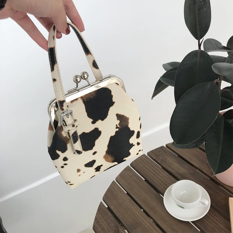 

Cow Pattern Clip Handbags Women Designer Brand Crossbody Bags Lady Fashion Luxury PU Female Shoulder Messenger Bag Small Purses
