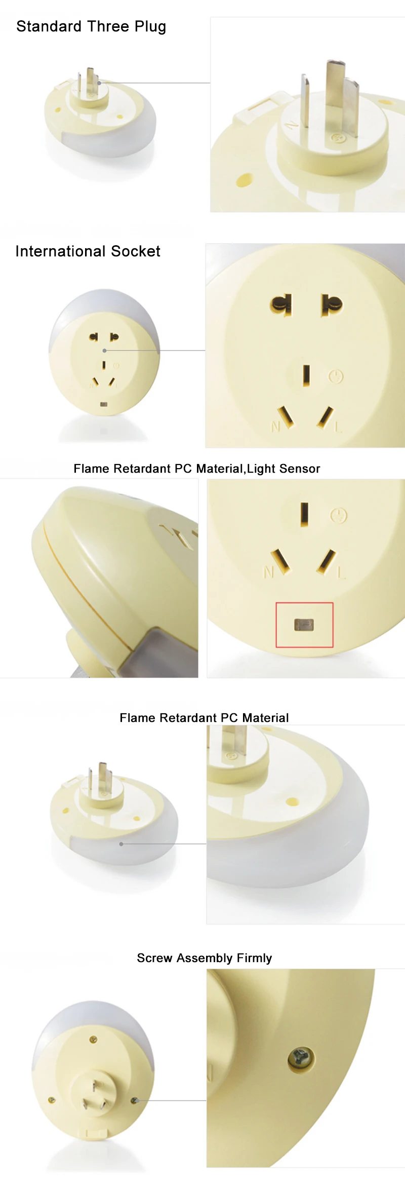 Датчик управления ночным освещением, мини AU Plug, новинка, лампа для спальни, подарок для ребенка, романтические теплые/Потрясающие огни, 5 отверстий, гнездо для зарядки 220 В