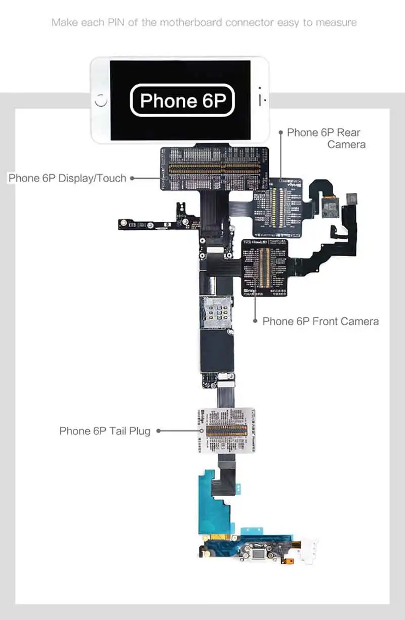 For iPhone 6P IBridge измерительный кабель для iPhone 6, 6 P, 6 S, 6SP, 7, 7, P, 8, 8 P, X, материнская плата, контактное сопротивление, напряжение, сигнал, тест, удлинитель, ремонт - Цвет: For iPhone 6P