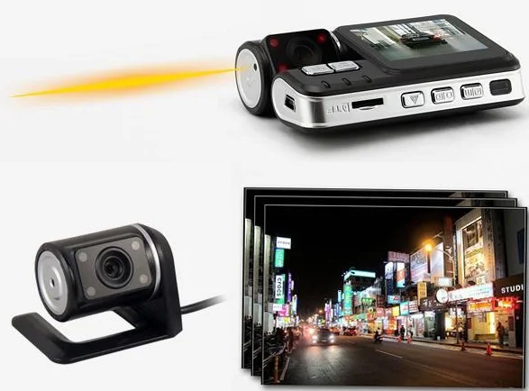 Dual Lens Car DVR Camera I1000 Full HD 1080P 2.0&quotLCD Dash Cam+8 IR LED Light Night Vision H.264 Rotatable Video Recorder | Автомобили