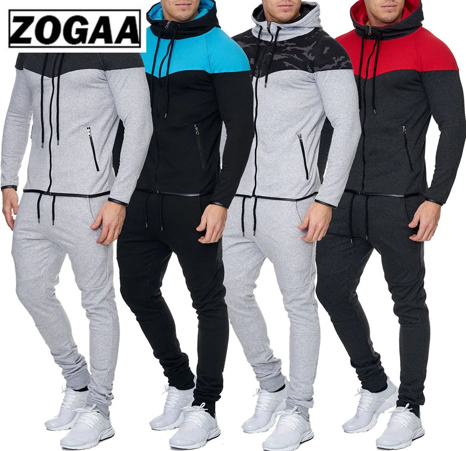 ZOGAA новинка 2019 мужской спортивный костюм из 2 частей комплекты с толстовками