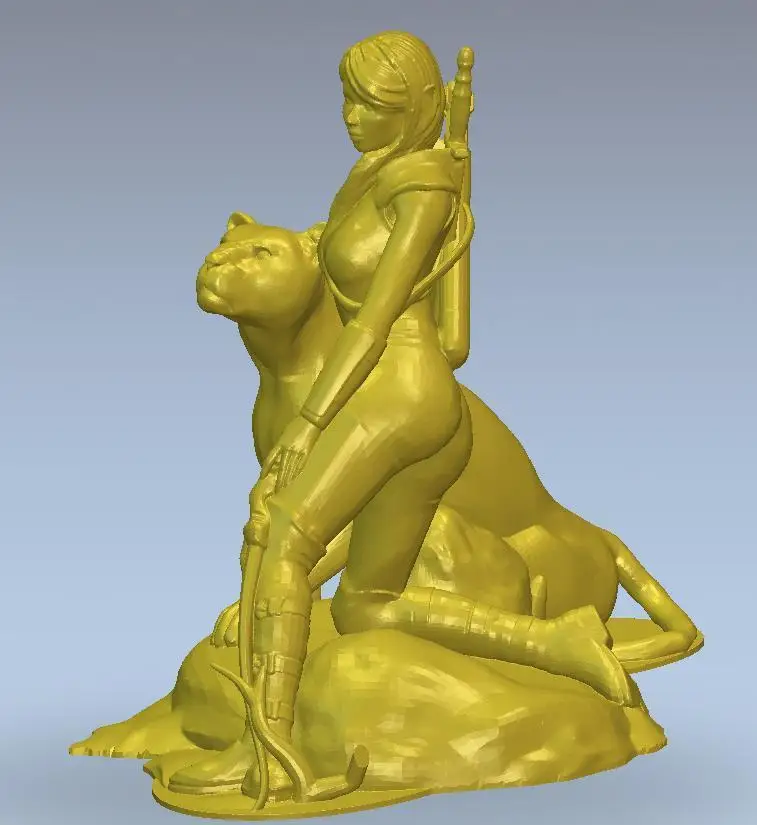 3D модель рельефного для ЧПУ или 3d принтеры в STL формат файла статуя Охотница
