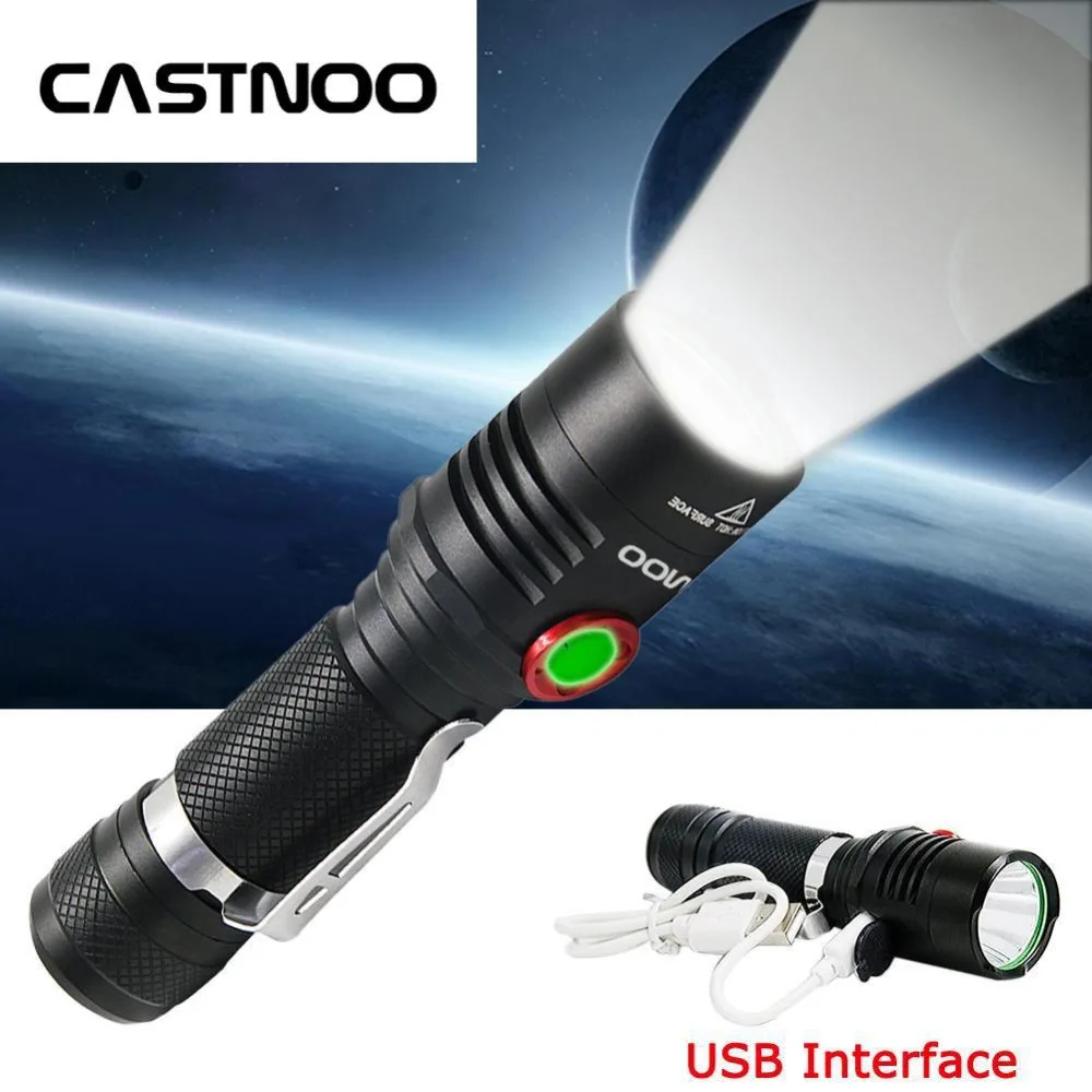CASTNOO фонарик яркий 5 режимов T6 3800LM тактический светодиодный Фонарь для