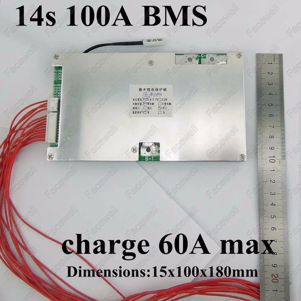 1 шт бренд 14s 100A 51 8 v BMS 14 ячеек защита батареи bms плата полимерная литиевая батарея