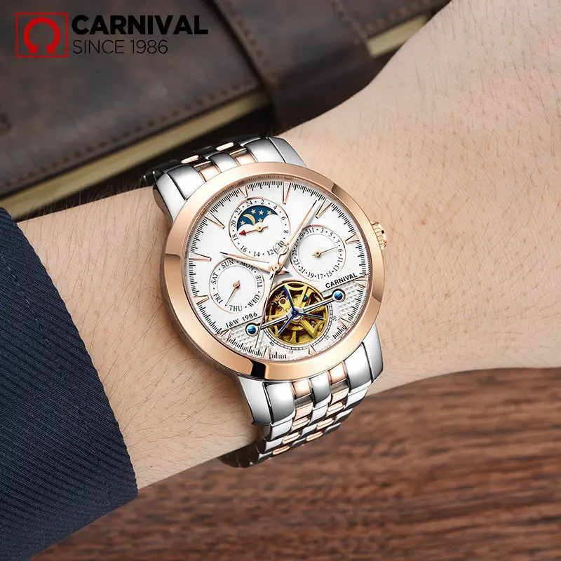 Часы наручные Carnival Aviator Мужские автоматические деловые механические стальные с