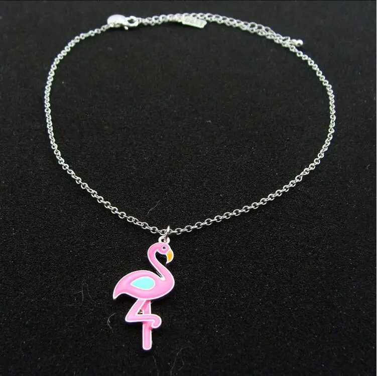 Распродажа женские яркие розовые ожерелья с подвеской в виде фламинго ювелирные