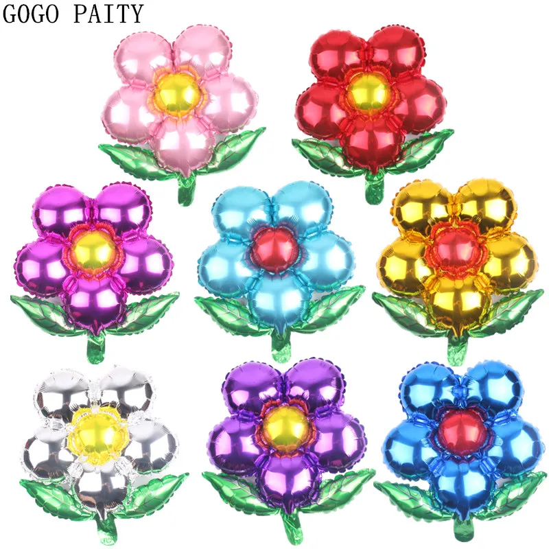 GOGO PAITY Бесплатная доставка разноцветные цветы форма зеленого листа алюминиевая