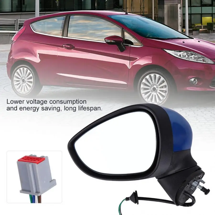 Left Vice Driving Wing Door Electric Rear View Mirror Assembly Blue Fit for Ford Fiesta MK7 FROM 2008-2012