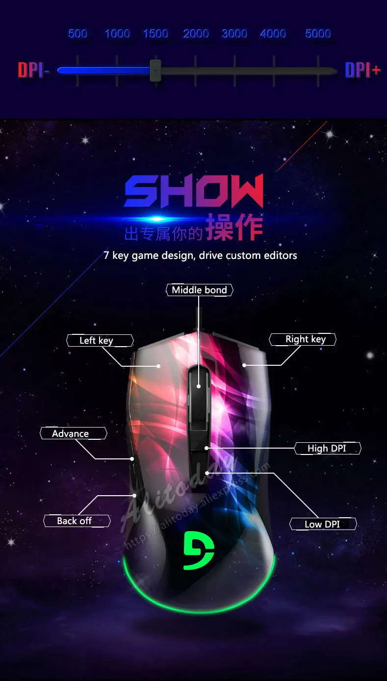 Fuhlen G91 PRO 2000DOI Phantom Магнето-магнитный микромеханизм Проводная игровая мышь RGB светильник макро