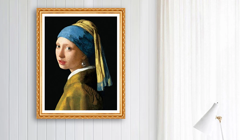 Алмазная вышивка vermeer девушка с жемчугом ожерелье diy картина Полная площадь Стразы Декор FS950