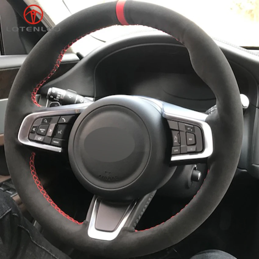 LQTENLEO черная замша DIY чехол рулевого колеса автомобиля для Jaguar XEL XFL- XE- XF- F-PACE E-PACE