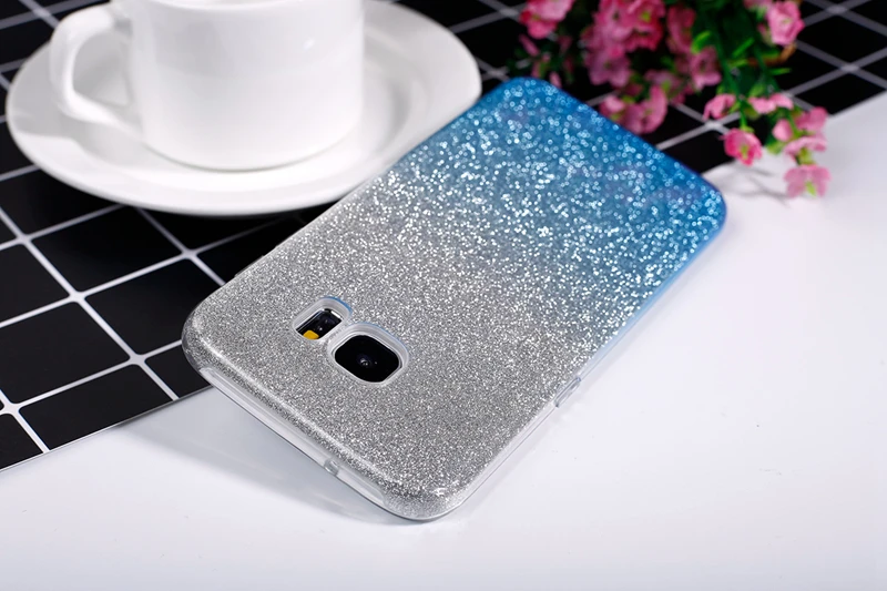Чехол OLOEY для Funda samsung Galaxy S6 S7 Edge S8 S8 Plus S5 Note 8 5 4 чехол 2 слоя Блестящий сверкающий Мягкий ТПУ силиконовый чехол