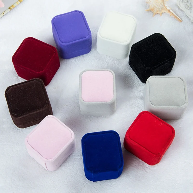 1 шт. бархатный Флокированный элегантный подарок на свадьбу кольцевая коробка