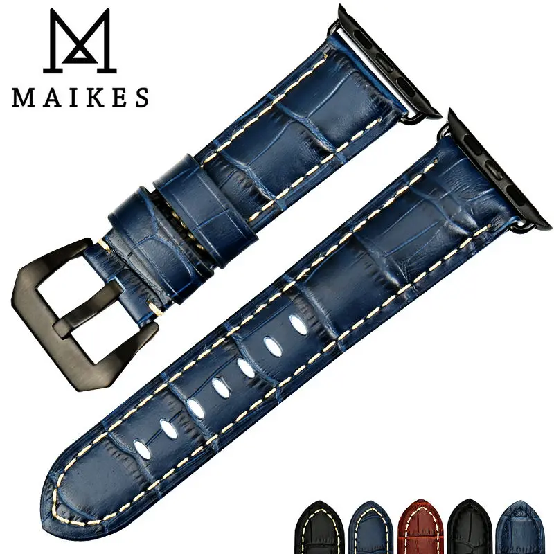 Ремешок для часов MAIKES ремешок из натуральной кожи Apple watch 44 мм 40 iwatch 42 38 аксессуары