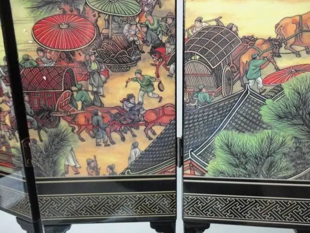 (Мини) изысканный китайский классический складной экран из 6 частей окрашенный