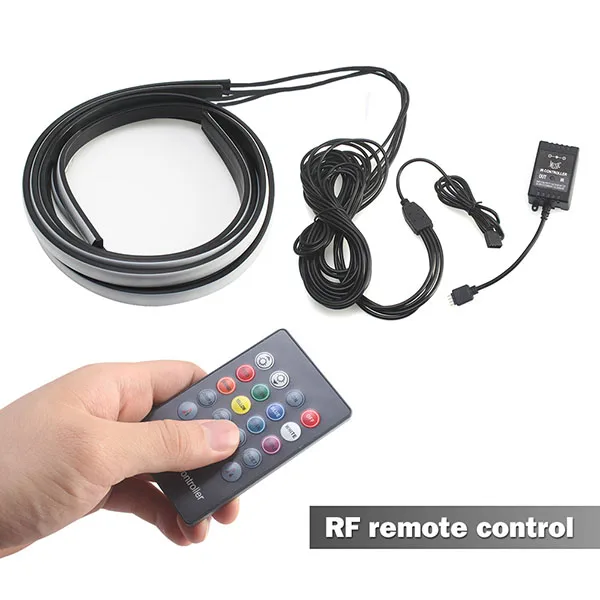 RF remote control 4 шт. RGB светодиодный водонепроницаемый под автомобильным подсвечиванием система внутреннего освещения для телефона ПРИЛОЖЕНИЕ Bluetooth 90X120 см гибкая светодиодная лента - Испускаемый цвет: RF remote control