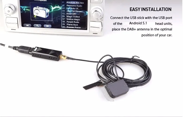 Цифровой DAB Android автомобильный цифровой радиоприемник автомобильный DVD DAB+ тюнер приемник с антенной работает для Европы