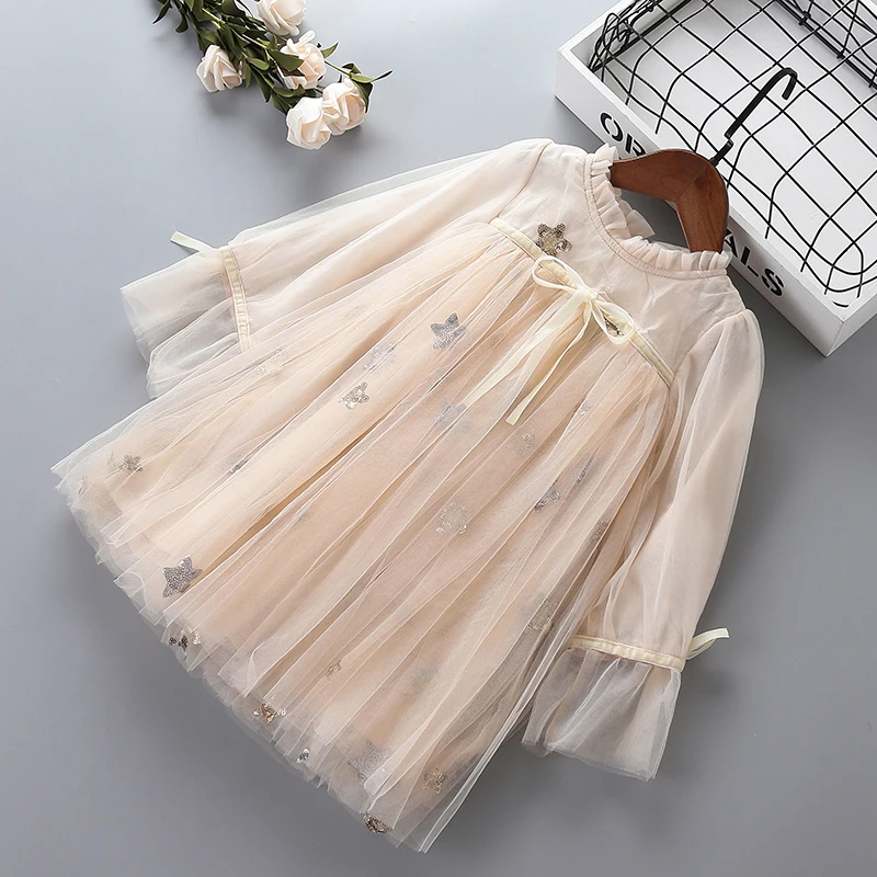 2-7 years High quality girl dress 2019 new autumn lace mesh chiffon flower kid children clothing girls party princess | Детская одежда