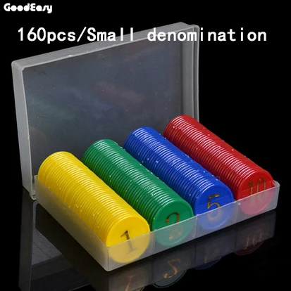 160pcs small value Покерный набор фишки для покера Пластиковые наборы фишек для покера горячая штамповка позолота цифровой чип маджонг Покер игры Жетоны монета для игр чип карты техасский холдем покер - Цвет: 160pcs small value