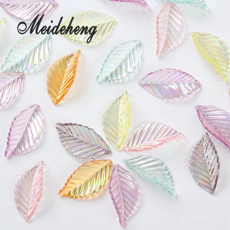 

Acrylic AB Colorful Rainbow Leaf Beads for For Jewelry Making Transparen Bride Hair Ornaments DIY Design Collocation Material