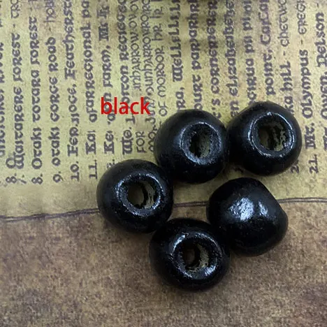 Black 100 шт/партия красочные деревянные бусины ремесла детей DIY для украшения из ткани бисера для украшения подарка аксессуары - Цвет: Black