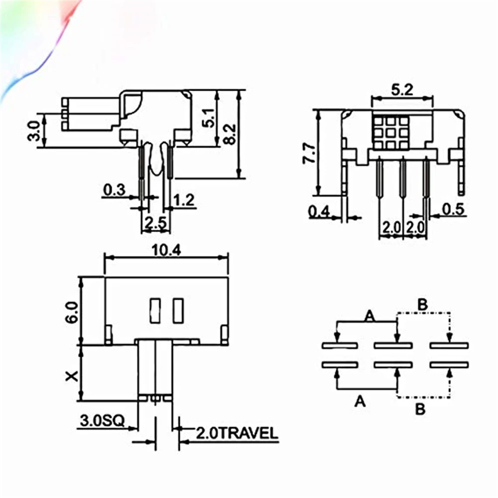 20 шт. переключатель Flapper 2P2T два двухблочных 6PIN SK22D02|Выключатели| |