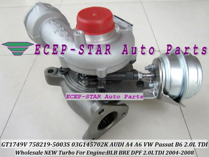 GT1749V 758219 5003S 03G145702K турбо для Audi A4 B7 A6 C6 Volkswagen VW Passat B6 BRE BLB DPF BRF 2.0L TDI бесплатная