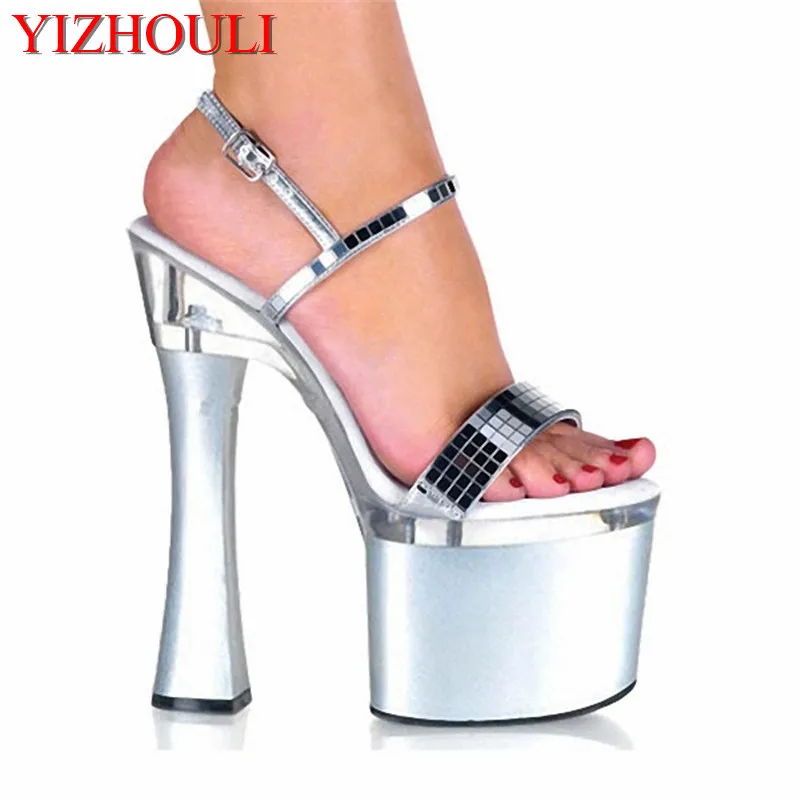 Sexy Sequined Supermodel Catwalk 18CM High Heels Shoes Sandals Nightclub Performance / Star / Model Shoes, Dance Shoes