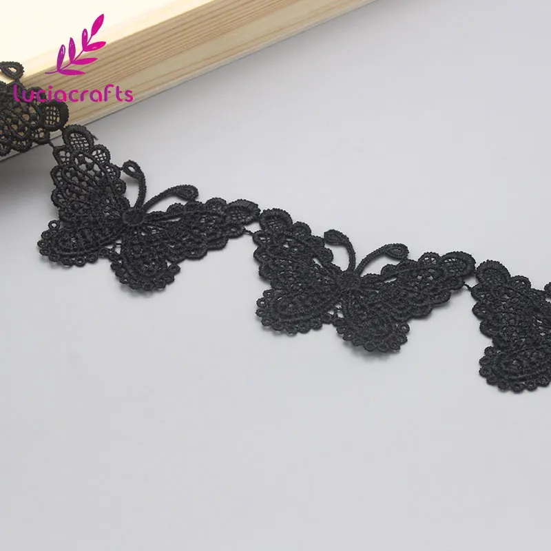 Lucia crafts 1 ярд/лот 5*7 см белый/черный кружево вышивка отделка ленты DIY Свадебные аксессуары для шитья одежды N0510 - Цвет: C2 Black