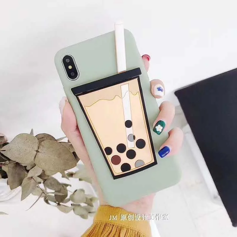 Корейский 3D чехол для телефона с пузырьками чая iPhone XS MAX XR чехлы Матовая Мягкая