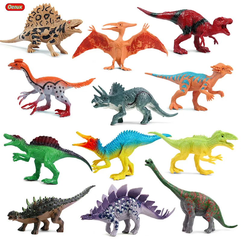 

12 шт., Фигурка динозавра Юрского периода от Oenux, маленький птеродактиль, саичания, ПВХ, цветная развивающая модель, детская игрушка