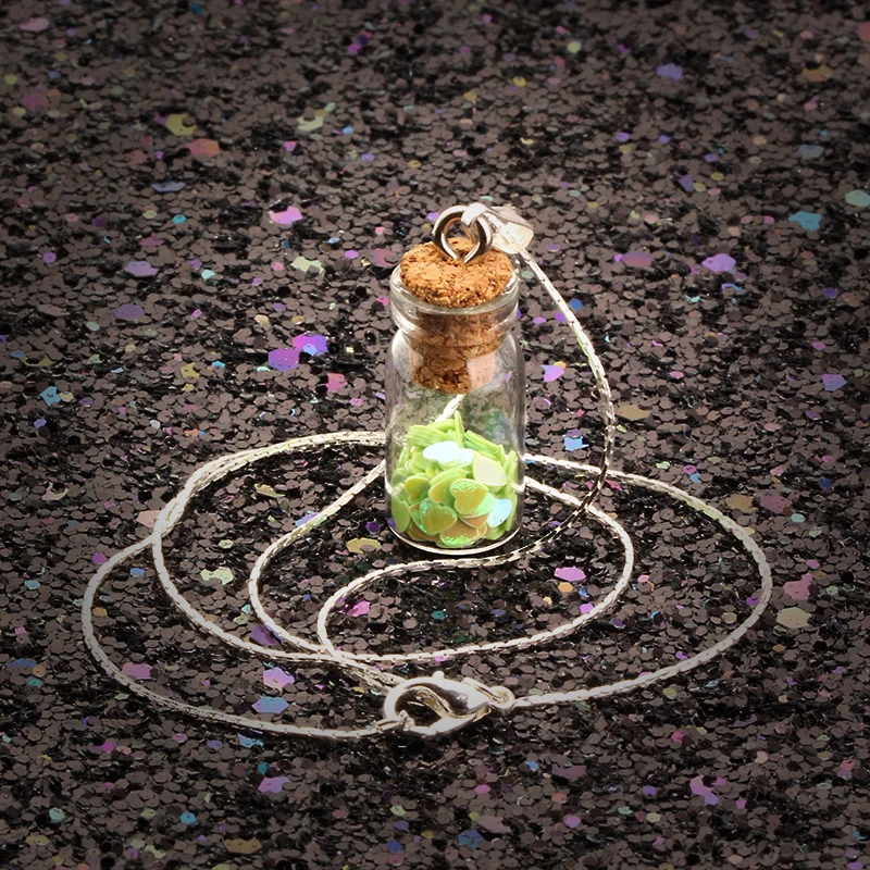 Silver Plated Necklace Wishing Bottle Glass Necklaces & Pendants Jewelry Accessories Luminous Gem Pendant for Women N2114-N2125