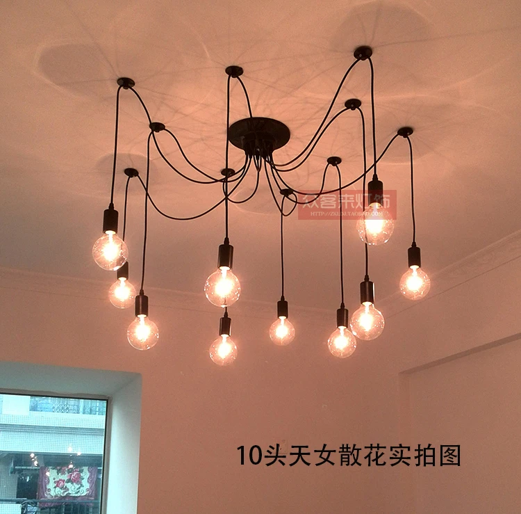 Бар творческий ретро промышленные подвесные светильники 10 Огни E27 Железный кулон