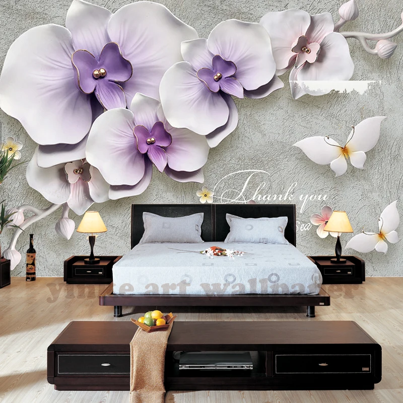 Пользовательские 3D фото обои цветок фаленопсиса стереоскопические Рельефные