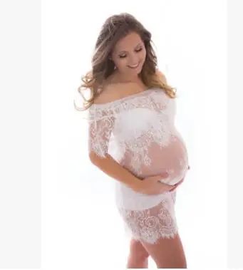 Модные кружевные платья для беременных белый реквизит фотосъемки сексуальное