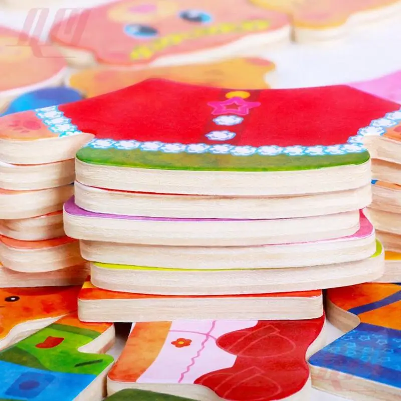 Деревянный пазл для смены одежды и платья пазлы семейного с медведем креативные