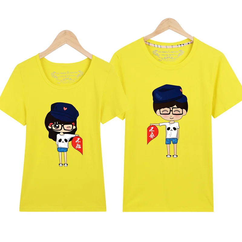 Парные футболки для влюбленных 2018 Повседневная Одинаковая одежда пар летние